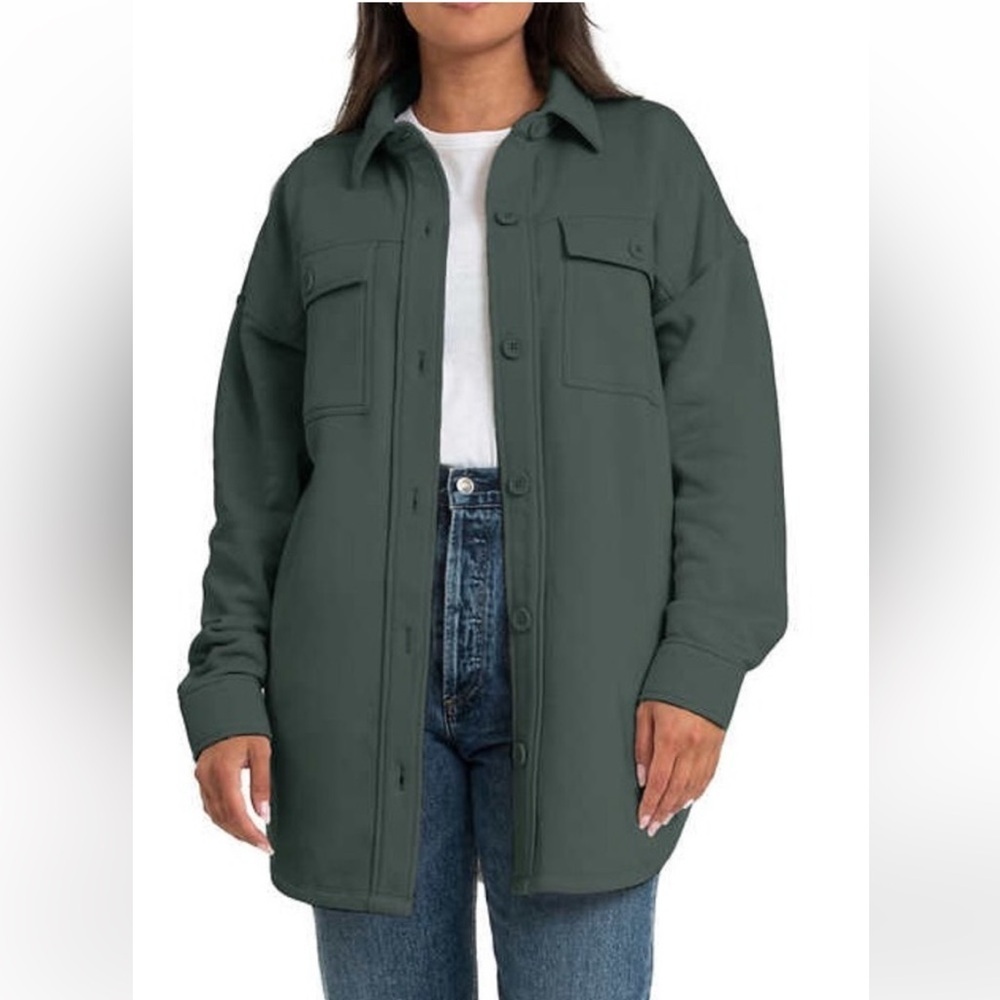 Lazy Pants‎ Fleece Shacket green small